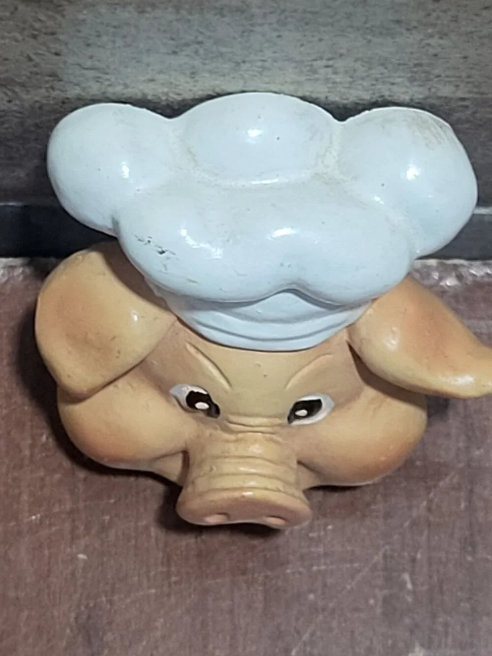 Vintage Hand Painted Ceramic Pig Chef Refrigerator Magnet
